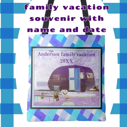 Camper familie vakantie avontuur Tote Bag
