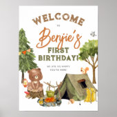 Camper Forest Boy 1st Verjaardagsfeest Welkomstbor Poster (Voorkant)