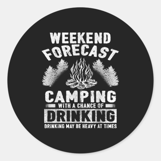 Camper Fun Weekend Forecast Camping Ronde Sticker (Voorkant)