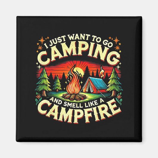 Camper Funny Cute Camng Glamng Campfire Quote Camp Magneet (Voorkant)