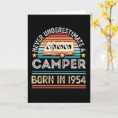 Camper geboren in 1954 70th Birthday camping Gift Kaart (Gele Bloem)