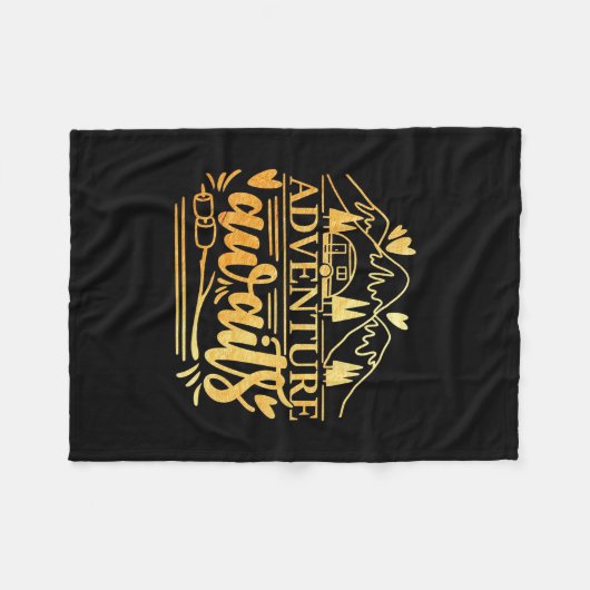 Camper Gift Adventure Is Awaits Fleece Deken (Voorkant (Horizontaal))