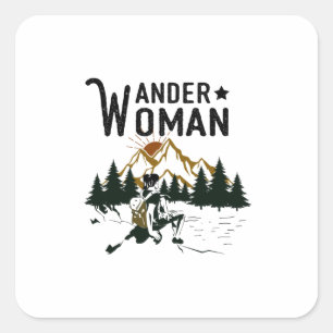 Camper Gift Birthday Wander Woman Vierkante Sticker