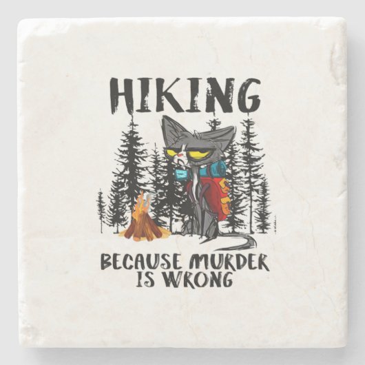 Camper Gift Hiking Because Murder Is Wrong Xmas Stenen Onderzetter (Voorkant)
