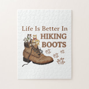 Camper Gift   Life is Better In Hiking Boots Cat Legpuzzel