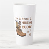Camper Gift | Life Is Better In Hiking Boots Dog Latte Mok (Voorkant)