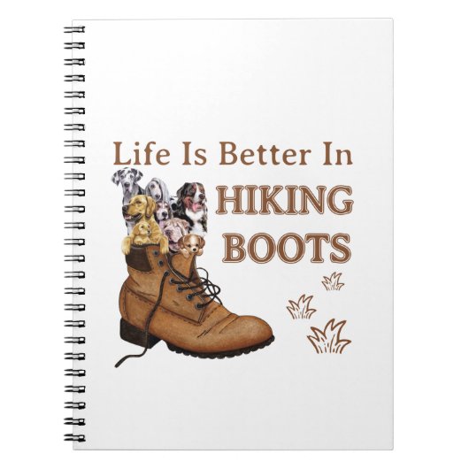 Camper Gift | Life is Better In Hiking Boots Dog Notitieboek (Voorkant)