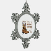 Camper Gift | Life is Better In Hiking Boots Dog Tin Sneeuwvlok Ornament (Links)