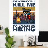 Camper Gift | Verloop met kat op zaterdag Poster (Thuiskantoor)