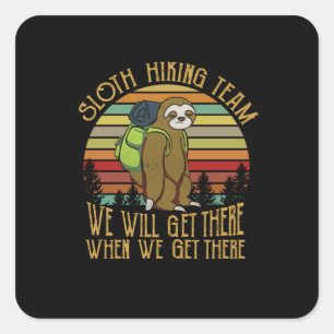 Camper Gift Vintage Sloth Hiking Team Birthday Vierkante Sticker