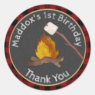 Camper Happy Birthday Campfire Ronde Sticker