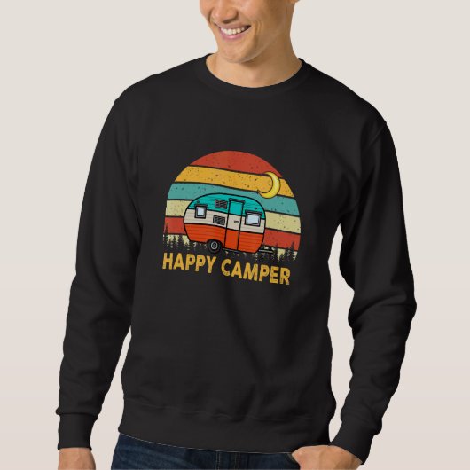 Camper Happy Summer Camp Camping Natuur Vintage Trui (Voorkant)