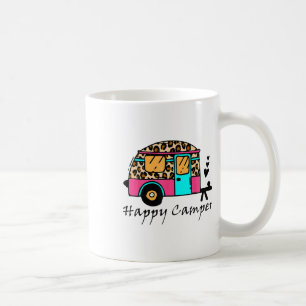 Camper Happy Summer Camping Leopard Funny Gla Koffiemok