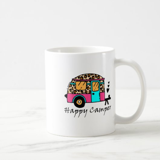 Camper Happy Summer Camping Leopard Funny Gla Koffiemok (Rechts)