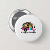 Camper Happy Summer Camping Leopard Funny Gla Ronde Button 5,7 Cm (Voorkant /achterkant)