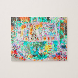 Camper Hippie Retro Art vindt je grove en vibe Legpuzzel