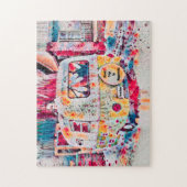 Camper Hippie Retro Road reist naar geluk Legpuzzel (Verticaal)