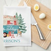 Camper Home voor de Feestdagen Theedoek (Quarter Fold)