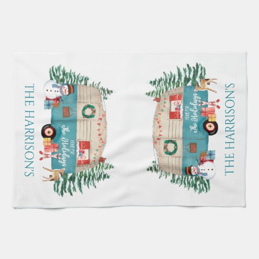 Camper Home voor de Feestdagen Theedoek (Horizontaal)
