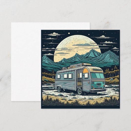  camper in de bergen met volle maan (Voorkant / Achterkant)