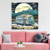  camper in de bergen met volle maan canvas afdruk (Insitu (Woonkamer))