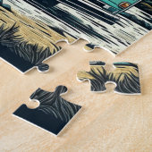 camper in de bergen met volle maan legpuzzel (Zijkant)