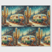  Camper Kerst in Desert Saguaro Cactus Cadeaupapier (Vlak)