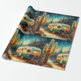 Camper Kerst in Desert Saguaro Cactus Cadeaupapier