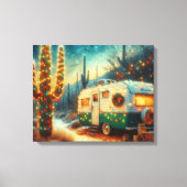  Camper Kerst in Desert Saguaro Cactus Canvas Afdruk (Voorkant)