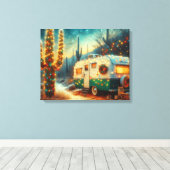  Camper Kerst in Desert Saguaro Cactus Canvas Afdruk (Insitu (Houten vloer))