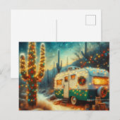  Camper Kerst in Desert Saguaro Cactus Feestdagenkaart (Voorkant / Achterkant)