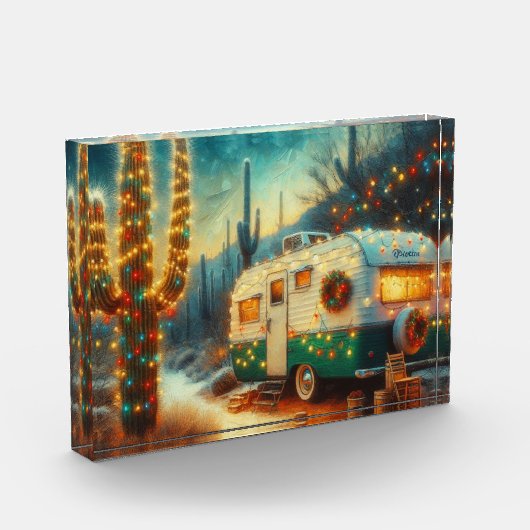  Camper Kerst in Desert Saguaro Cactus Fotoblokken (Links)