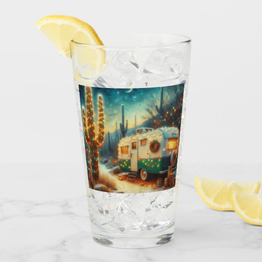  Camper Kerst in Desert Saguaro Cactus Glas (Voorkant ijs)