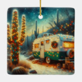  Camper Kerst in Desert Saguaro Cactus Keramisch Ornament (Achterkant)