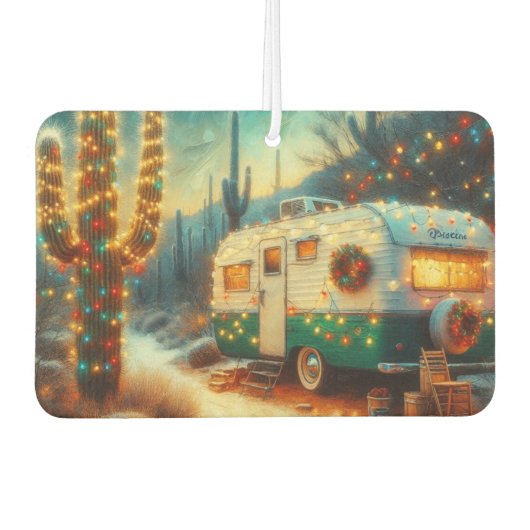  Camper Kerst in Desert Saguaro Cactus Luchtverfrisser (Voorkant)