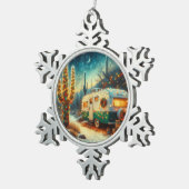 Camper Kerst in Desert Saguaro Cactus Tin Sneeuwvlok Ornament (Rechts)