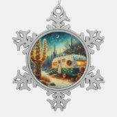 Camper Kerst in Desert Saguaro Cactus Tin Sneeuwvlok Ornament (Voorkant)