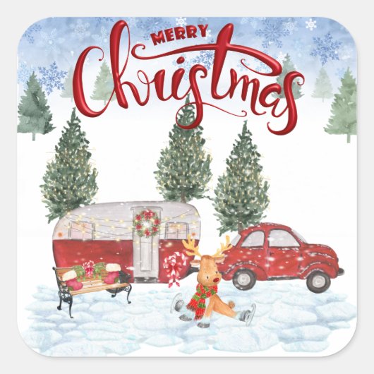 Camper Kerst sticker (Voorkant)
