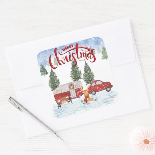 Camper Kerst sticker (Envelop)