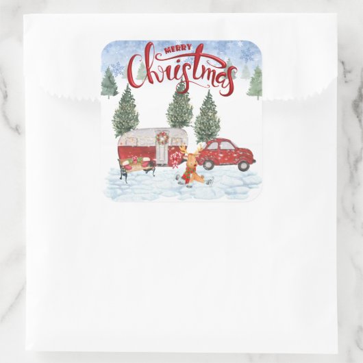 Camper Kerst sticker (Tas)