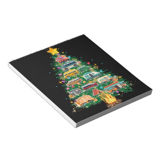 Camper kerstboomvoertuigen notitieblok (Schuin)