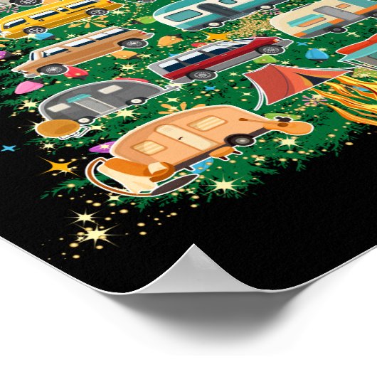 Camper kerstboomvoertuigen poster (Hoek)