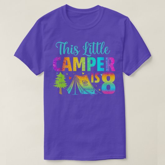 Camper Kids Birthday 8 jaar oude Camping 8e dag T-shirt (Design voorkant)