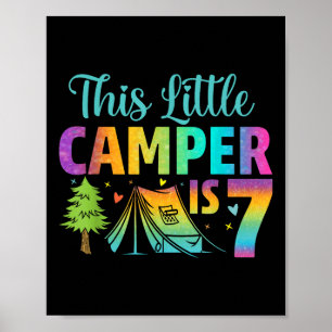 Camper Kids Verjaardag 7 jaar oud Camping 7e B-dag Poster