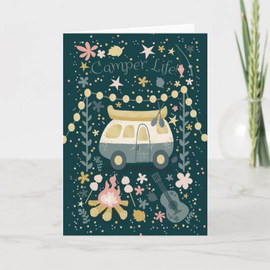 Camper leven nachtelijke wenskaart kaart (Voorkant)