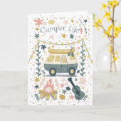 Camper leven wit wenskaart kaart (Gele Bloem)