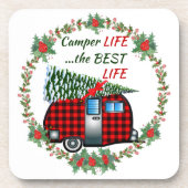 Camper Life Best Life Retro Kerstmis Bier Onderzetter (Voorkant)
