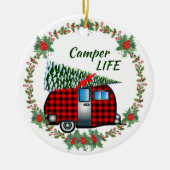 Camper Life Best Life Retro Kerstmis Keramisch Ornament (Voorkant)
