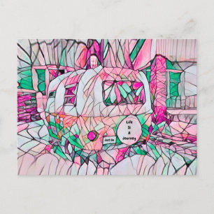 Camper Life is een reis die alleen maar roze groen Briefkaart