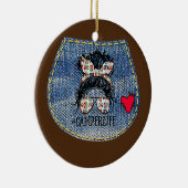 Camper Life Messy Bun Moederdag Camping Lovers Keramisch Ornament (Rechts)